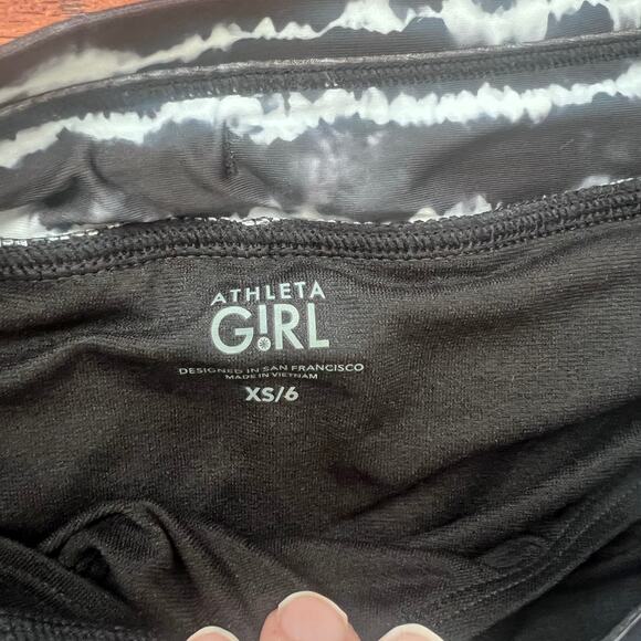 NWT Athleta Girl XS/6 Cannonball Swim Shorts Black White Tie Dye Beach Modest - Picture 3 of 7